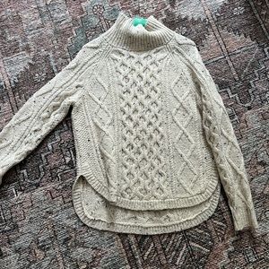 Madewell Cream Cable-Knit Turtleneck Sweater